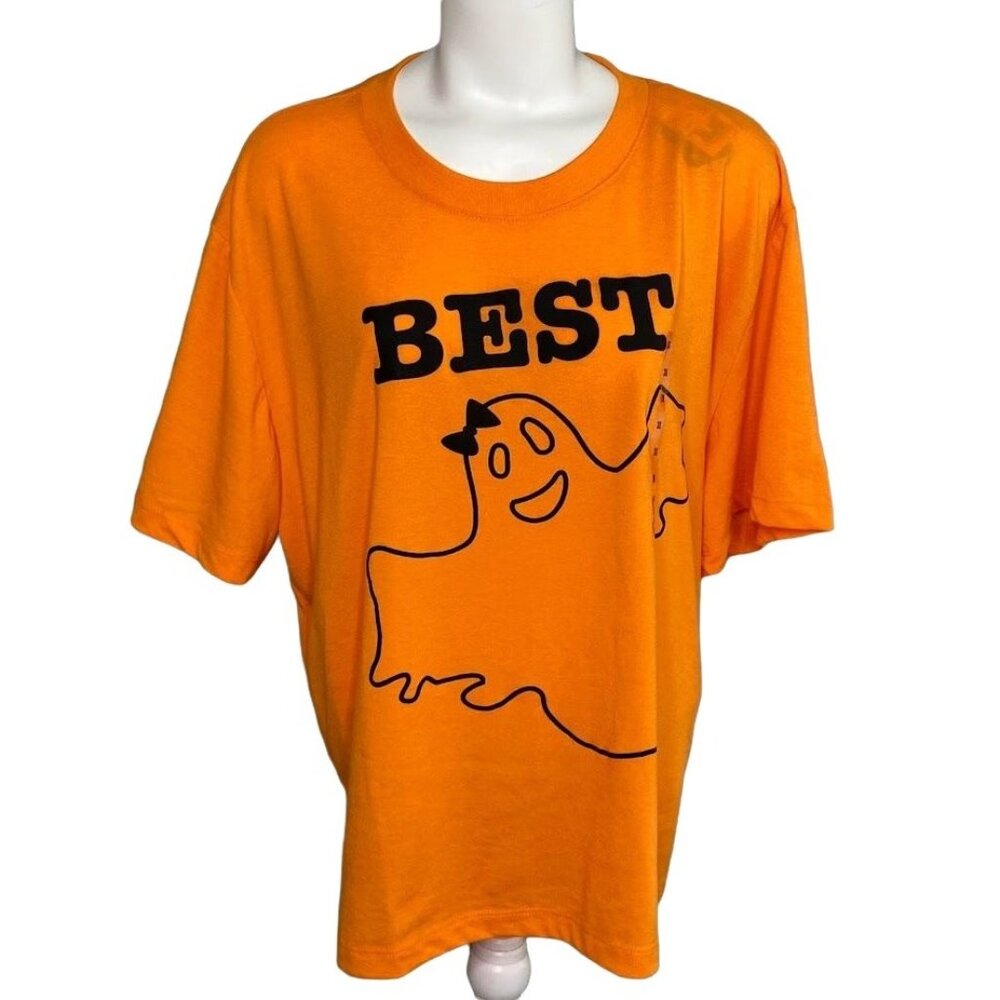 Plus Size Graphic Top Women's 3X Orange Black Halloween Holiday‎ Ghost Cute NEW